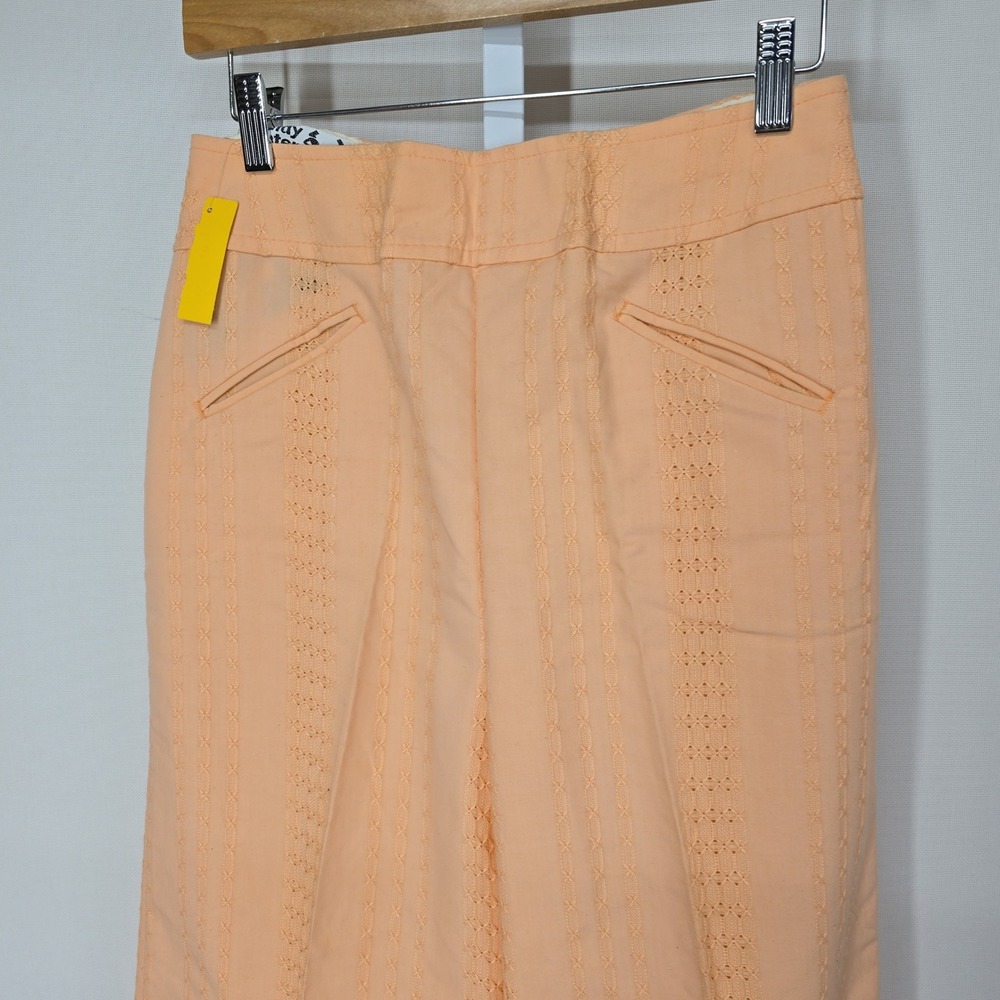 Vintage Wendy Winter Apricot Coral Textured High Waist Wide Leg Pants Size 12 - Picture 5 of 10